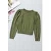 imageDokotoo Womens Casual Cropped Sweatshirts Puff Sleeve Crop Pullover Crewneck Cute TopsGreen