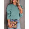 imageDokotoo Womens Casual Cropped Sweatshirts Puff Sleeve Crop Pullover Crewneck Cute TopsGreen1