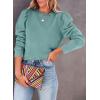 imageDokotoo Womens Casual Cropped Sweatshirts Puff Sleeve Crop Pullover Crewneck Cute TopsGreen1