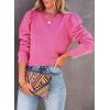 imageDokotoo Womens Casual Cropped Sweatshirts Puff Sleeve Crop Pullover Crewneck Cute TopsHot Pink