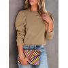 imageDokotoo Womens Casual Cropped Sweatshirts Puff Sleeve Crop Pullover Crewneck Cute TopsKhaki