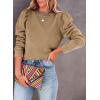 imageDokotoo Womens Casual Cropped Sweatshirts Puff Sleeve Crop Pullover Crewneck Cute TopsKhaki