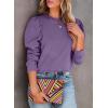 imageDokotoo Womens Casual Cropped Sweatshirts Puff Sleeve Crop Pullover Crewneck Cute TopsPurple