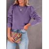 imageDokotoo Womens Casual Cropped Sweatshirts Puff Sleeve Crop Pullover Crewneck Cute TopsPurple