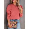imageDokotoo Womens Casual Cropped Sweatshirts Puff Sleeve Crop Pullover Crewneck Cute TopsRed
