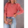 imageDokotoo Womens Casual Cropped Sweatshirts Puff Sleeve Crop Pullover Crewneck Cute TopsRed