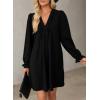 imageDokotoo Womens Casual Dress ALine Ruffle Sleeve V Neck Midi Dress 2025 Fashion Pleated Flowy Sundress Loose Shirt DressesBlack