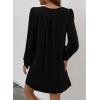 imageDokotoo Womens Casual Dress ALine Ruffle Sleeve V Neck Midi Dress 2025 Fashion Pleated Flowy Sundress Loose Shirt DressesBlack