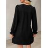 imageDokotoo Womens Casual Dress ALine Ruffle Sleeve V Neck Midi Dress 2025 Fashion Pleated Flowy Sundress Loose Shirt DressesBlack