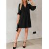 imageDokotoo Womens Casual Dress ALine Ruffle Sleeve V Neck Midi Dress 2025 Fashion Pleated Flowy Sundress Loose Shirt DressesBlack