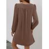 imageDokotoo Womens Casual Dress ALine Ruffle Sleeve V Neck Midi Dress 2025 Fashion Pleated Flowy Sundress Loose Shirt DressesBrown