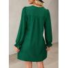 imageDokotoo Womens Casual Dress ALine Ruffle Sleeve V Neck Midi Dress 2025 Fashion Pleated Flowy Sundress Loose Shirt DressesGreen