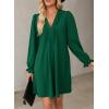 imageDokotoo Womens Casual Dress ALine Ruffle Sleeve V Neck Midi Dress 2025 Fashion Pleated Flowy Sundress Loose Shirt DressesGreen
