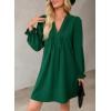 imageDokotoo Womens Casual Dress ALine Ruffle Sleeve V Neck Midi Dress 2025 Fashion Pleated Flowy Sundress Loose Shirt DressesGreen