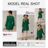imageDokotoo Womens Casual Dress ALine Ruffle Sleeve V Neck Midi Dress 2025 Fashion Pleated Flowy Sundress Loose Shirt DressesGreen