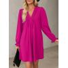 imageDokotoo Womens Casual Dress ALine Ruffle Sleeve V Neck Midi Dress 2025 Fashion Pleated Flowy Sundress Loose Shirt DressesHot Pink