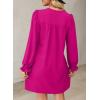 imageDokotoo Womens Casual Dress ALine Ruffle Sleeve V Neck Midi Dress 2025 Fashion Pleated Flowy Sundress Loose Shirt DressesHot Pink