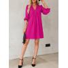 imageDokotoo Womens Casual Dress ALine Ruffle Sleeve V Neck Midi Dress 2025 Fashion Pleated Flowy Sundress Loose Shirt DressesHot Pink