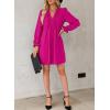 imageDokotoo Womens Casual Dress ALine Ruffle Sleeve V Neck Midi Dress 2025 Fashion Pleated Flowy Sundress Loose Shirt DressesHot Pink