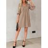 imageDokotoo Womens Casual Dress ALine Ruffle Sleeve V Neck Midi Dress 2025 Fashion Pleated Flowy Sundress Loose Shirt DressesKhaki