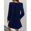 imageDokotoo Womens Casual Dress ALine Ruffle Sleeve V Neck Midi Dress 2025 Fashion Pleated Flowy Sundress Loose Shirt DressesNavy Blue