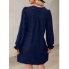 imageDokotoo Womens Casual Dress ALine Ruffle Sleeve V Neck Midi Dress 2025 Fashion Pleated Flowy Sundress Loose Shirt DressesNavy Blue