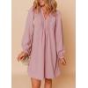 imageDokotoo Womens Casual Dress ALine Ruffle Sleeve V Neck Midi Dress 2025 Fashion Pleated Flowy Sundress Loose Shirt DressesPink