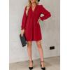 imageDokotoo Womens Casual Dress ALine Ruffle Sleeve V Neck Midi Dress 2025 Fashion Pleated Flowy Sundress Loose Shirt DressesRed