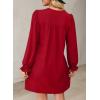 imageDokotoo Womens Casual Dress ALine Ruffle Sleeve V Neck Midi Dress 2025 Fashion Pleated Flowy Sundress Loose Shirt DressesRed