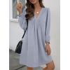 imageDokotoo Womens Casual Dress ALine Ruffle Sleeve V Neck Midi Dress 2025 Fashion Pleated Flowy Sundress Loose Shirt DressesSky Blue