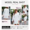imageDokotoo Womens Casual Dress ALine Ruffle Sleeve V Neck Midi Dress 2025 Fashion Pleated Flowy Sundress Loose Shirt DressesWhite