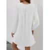 imageDokotoo Womens Casual Dress ALine Ruffle Sleeve V Neck Midi Dress 2025 Fashion Pleated Flowy Sundress Loose Shirt DressesWhite