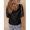 imageDokotoo Womens Casual Half Zip Long Sleeve Pullover Shirts Solid Color Textured Sweatshirt Tunic TopsBlack