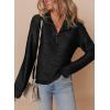 imageDokotoo Womens Casual Half Zip Long Sleeve Pullover Shirts Solid Color Textured Sweatshirt Tunic TopsBlack