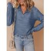 imageDokotoo Womens Casual Half Zip Long Sleeve Pullover Shirts Solid Color Textured Sweatshirt Tunic TopsBlue