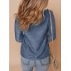 imageDokotoo Womens Casual Half Zip Long Sleeve Pullover Shirts Solid Color Textured Sweatshirt Tunic TopsBlue
