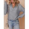imageDokotoo Womens Casual Half Zip Long Sleeve Pullover Shirts Solid Color Textured Sweatshirt Tunic TopsGray