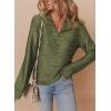 imageDokotoo Womens Casual Half Zip Long Sleeve Pullover Shirts Solid Color Textured Sweatshirt Tunic TopsGreen