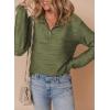 imageDokotoo Womens Casual Half Zip Long Sleeve Pullover Shirts Solid Color Textured Sweatshirt Tunic TopsGreen