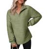 imageDokotoo Womens Casual Half Zip Long Sleeve Pullover Shirts Solid Color Textured Sweatshirt Tunic TopsGreen