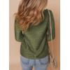 imageDokotoo Womens Casual Half Zip Long Sleeve Pullover Shirts Solid Color Textured Sweatshirt Tunic TopsGreen