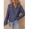 imageDokotoo Womens Casual Half Zip Long Sleeve Pullover Shirts Solid Color Textured Sweatshirt Tunic TopsNavy Blue