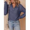 imageDokotoo Womens Casual Half Zip Long Sleeve Pullover Shirts Solid Color Textured Sweatshirt Tunic TopsNavy Blue