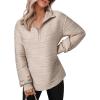 imageDokotoo Womens Casual Half Zip Long Sleeve Pullover Shirts Solid Color Textured Sweatshirt Tunic TopsOatmeal