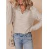 imageDokotoo Womens Casual Half Zip Long Sleeve Pullover Shirts Solid Color Textured Sweatshirt Tunic TopsOatmeal