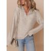 imageDokotoo Womens Casual Half Zip Long Sleeve Pullover Shirts Solid Color Textured Sweatshirt Tunic TopsOatmeal