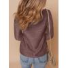 imageDokotoo Womens Casual Half Zip Long Sleeve Pullover Shirts Solid Color Textured Sweatshirt Tunic TopsRed Sandalwood