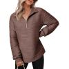 imageDokotoo Womens Casual Half Zip Long Sleeve Pullover Shirts Solid Color Textured Sweatshirt Tunic TopsRed Sandalwood