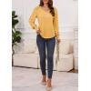 imageDokotoo Womens Casual Long Sleeve Shirts Shirred Shoulders Solid Color Knit Tops BlousesBeige