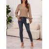 imageDokotoo Womens Casual Long Sleeve Shirts Shirred Shoulders Solid Color Knit Tops BlousesPale Khaki